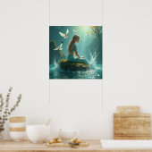 Poster Charming Sweet Mermaid Assis sous le soleil (Cuisine)