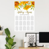 Poster Chart de placement de mariage au tournesol élégant (Bureau à domicile)