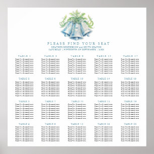 Poster Chart de placement de mariage avec 20 tables cloch