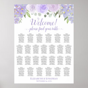 Poster Chart de placement de mariage bohème avec 26 table