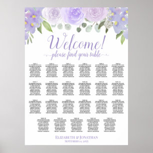 Poster Chart de placement de mariage bohème de 23 tables