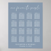 Poster Chart de placement de mariage chic poussiéreux ble (Devant)
