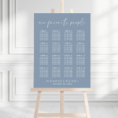 Poster Chart de placement de mariage chic poussiéreux ble