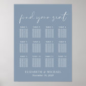 Poster Chart de placement de mariage chic poussiéreux ble (Devant)