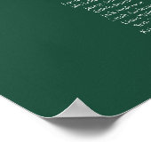 Poster Chart de placement de table élégant vert émeraude (Coin)