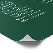 Poster Chart de placement de table élégant vert émeraude (Coin)