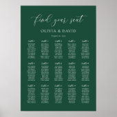 Poster Chart de placement de table élégant vert émeraude (Devant)