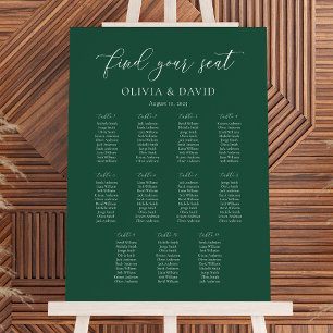Poster Chart de placement de table élégant vert émeraude