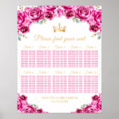 Poster Chart de placement de table Princesse Rose Quincea (Devant)