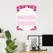 Poster Chart de placement de table Princesse Rose Quincea (Bureau à domicile)