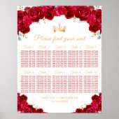 Poster Chart de placement de table Princesse Rouge Quince (Devant)