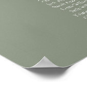 Poster Chart de Sièges Élégant Vert Sauge 19 tables (Coin)