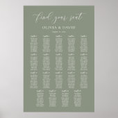 Poster Chart de Sièges Élégant Vert Sauge 19 tables (Devant)