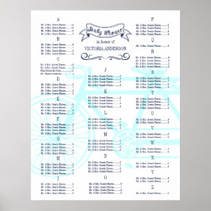 Poster Chart de sièges pour invités de Baby Shower Vintag