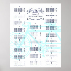 Poster Chart de sièges pour invités de Baby Shower Vintag