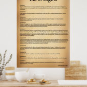 Poster Charte des droits Constitution des États-Unis Post (Cuisine)