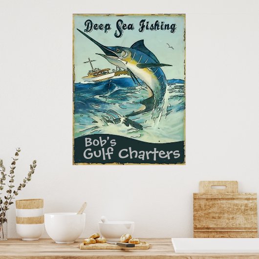 Poster Chartes de pêche en mer profonde, modifier le text (Cuisine)