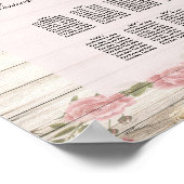 Poster Chartes de sièges de mariage avec des roses rustiq (Coin)