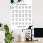 Poster Chartes de sièges de mariage chic aux roses émerau (Bureau à domicile)