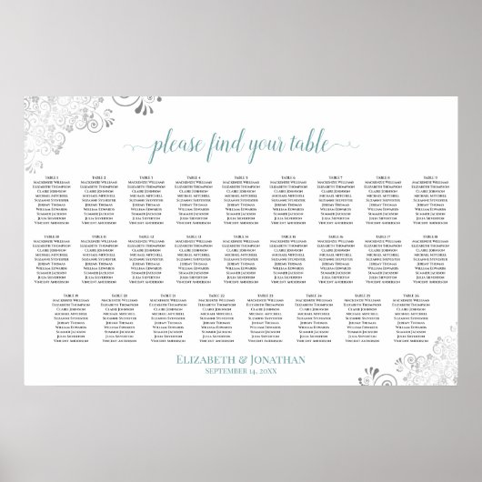 Poster Chartre de mariage à table de 26 places Frilly Bla (Devant)