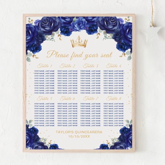 Poster Chartre de placement 8 tables pour la Princesse Bl