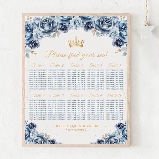 Poster Chartre de placement de 10 tables de la Princesse