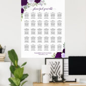 Poster Chartre de placement de mariage chic aux roses vio (Bureau à domicile)