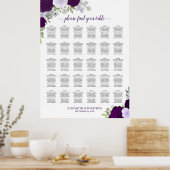 Poster Chartre de placement de mariage chic aux roses vio (Cuisine)