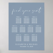 Poster Chartre de placement de mariage élégante poussiére (Devant)