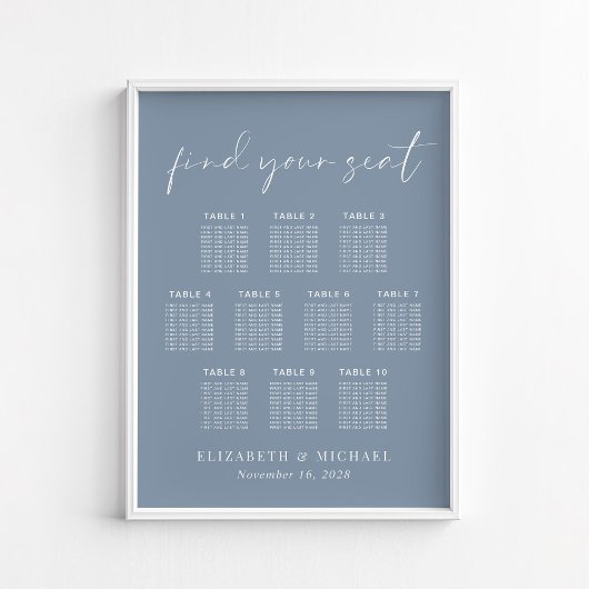 Poster Chartre de placement de mariage élégante poussiére