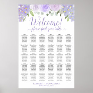 Poster Chartre de placement de mariage floral lavande pou