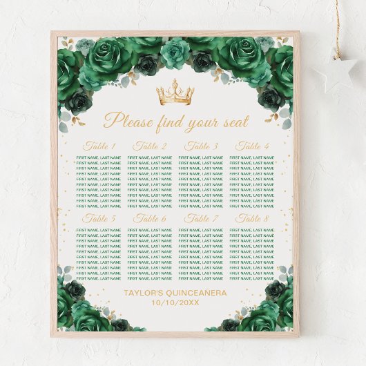 Poster Chartre de placement des tables de la Green Prince