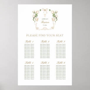 Poster Chartre de Siège de Baptême avec Roses d'Ivoire Dé