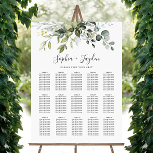 Poster Chartre de sièges de mariage élégant avec verdure 