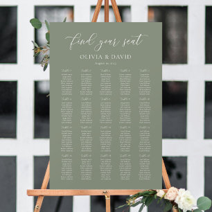Poster Chartre de Sièges Élégant Vert Sauge 20 tables