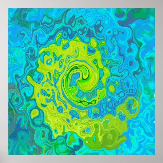 Poster Chartreuse Groovy et Tourbillon de Liquide Aquamar (Devant)