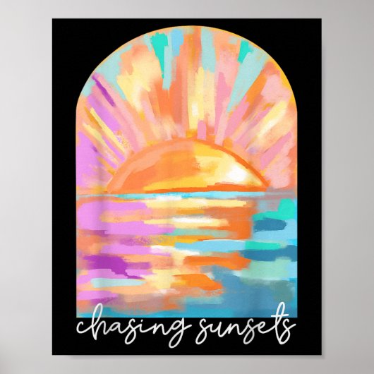 Poster Chasing Sunsets Summer Vacances Hawaii Beach Amusa (Devant)