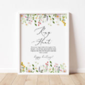 Poster Chasse à la bague florale de fleurs sauvages jeu d