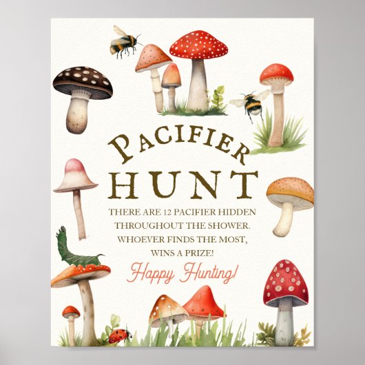 Poster Chasse à la Tétine Bébé Garçon Petit Champignon Am (Devant)