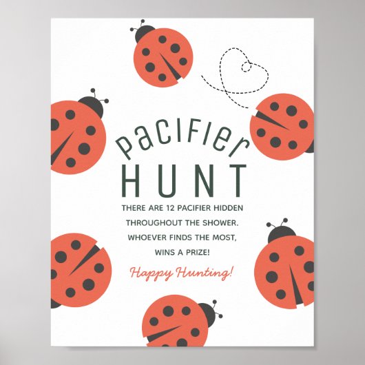 Poster Chasse à la Tétine Bébé Ladybug Rouge Petite Punai (Devant)