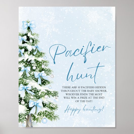 Poster Chasse à la tétine de l'arbre de Noël au ruban ble (Devant)