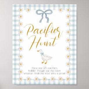 Poster Chasse à la tétine pour Baby Shower Canard Bleu Gi