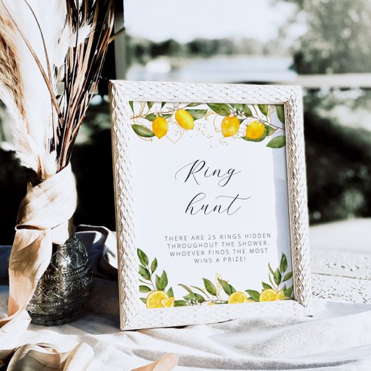 Poster Chasse à l'anneau de fête prénuptiale au citron de