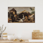 Poster Chasse à l'ours ou bataille entre chiens et ours (Cuisine)