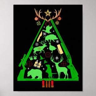 Poster Chasse Amusante Cerf Et Chasseur De Elk Arbre De N