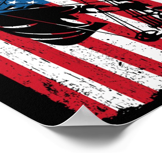 Poster Chasse Archer Drapeau américain Bowhunter Bowhunte (Coin)