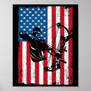 Poster Chasse Archer Drapeau américain Bowhunter Bowhunte