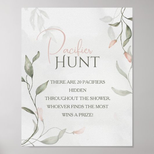 Poster Chasse au Baby shower floral de printemps (Devant)