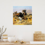 Poster "Chasse au bison" Cowboy Art de Charles Russell (Cuisine)