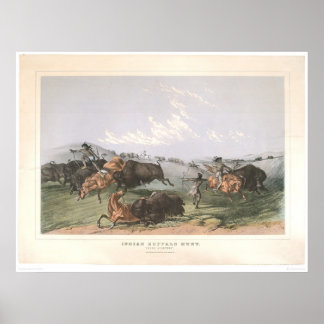 Poster Chasse au bison indien : "Quartiers fermés" (0743A